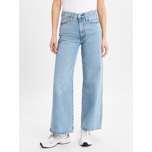 Levi's Dżinsy - Szeroka nogawka w prążki Kobiety Bawełna bielony jednolity ze sklepu vangraaf w kategorii Jeansy damskie - zdjęcie 178449241