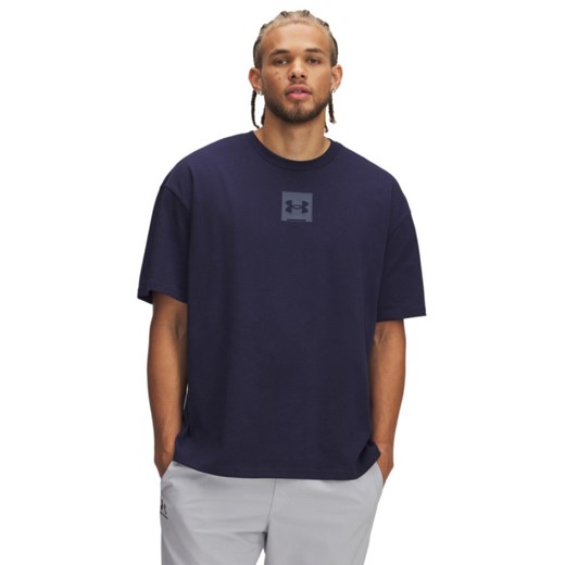 Męski t-shirt z nadrukiem Under Armour UA M Hw Os Sm Box Ss - granatowy ze sklepu Sportstylestory.com w kategorii T-shirty męskie - zdjęcie 178449390