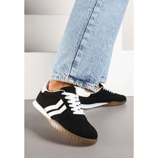 Czarne Sneakersy w Typie Tenisówek z Ozdobnymi Paskami Zommea ze sklepu born2be.pl w kategorii Buty sportowe damskie - zdjęcie 178451480