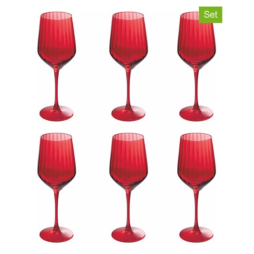 Villa d´Este Kieliszki (6 szt.) &quot;Optic&quot; w kolorze czerwonym do wina - 510 ml ze sklepu Limango Polska w kategorii Kieliszki - zdjęcie 178451880