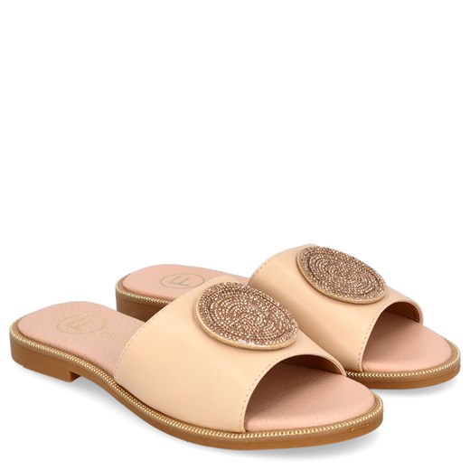 Klapki damskie beżowe Filippo płaskie letnie casual 