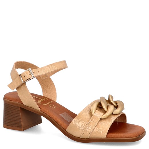 Sandały na niskim obcasie - OH! MY SANDALS 5354 BEŻOWE ze sklepu Tymoteo.pl - sklep obuwniczy w kategorii Sandały damskie - zdjęcie 178458920