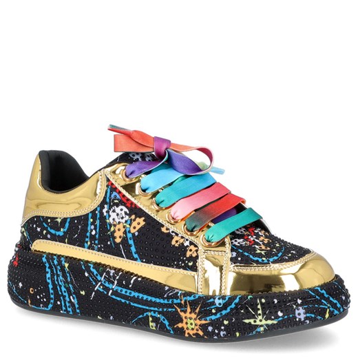 Błyszczące sneakersy damskie  - TYMOTEO LOVE 03 CZARNE ze sklepu Tymoteo.pl - sklep obuwniczy w kategorii Buty sportowe damskie - zdjęcie 178462621