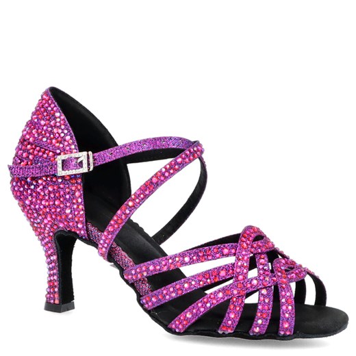 Profesjonalne elastyczne buty do tańca latino - TYMOTEO D3 Taneczne z cyrkoniami FIOLET ze sklepu Tymoteo.pl - sklep obuwniczy w kategorii Sandały damskie - zdjęcie 178473290