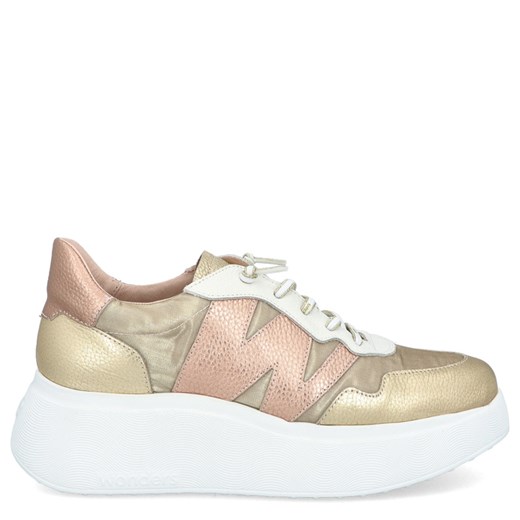 Lekkie sneakersy damskie - WONDERS A-3622 ZŁOTE ze sklepu Tymoteo.pl - sklep obuwniczy w kategorii Buty sportowe damskie - zdjęcie 178474331