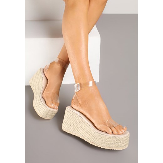 Espadryle damskie Renee na koturnie casual z klamrą 