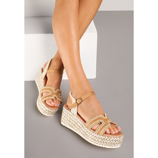 Espadryle damskie Renee na lato z klamrą beżowe casual 