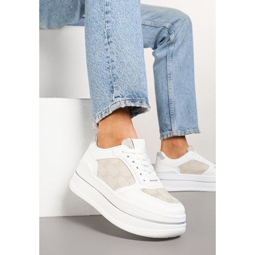 Białe Sneakersy Streetwearowe na Platformie Ninelis ze sklepu renee.pl w kategorii Buty sportowe damskie - zdjęcie 178488773