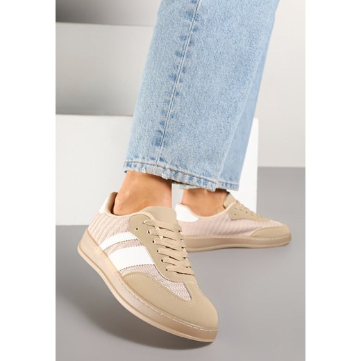 Ciemnobeżowe Klasyczne Sneakersy Tenisówki na Półprzezroczystej Podeszwie Niniel ze sklepu renee.pl w kategorii Buty sportowe damskie - zdjęcie 178489073