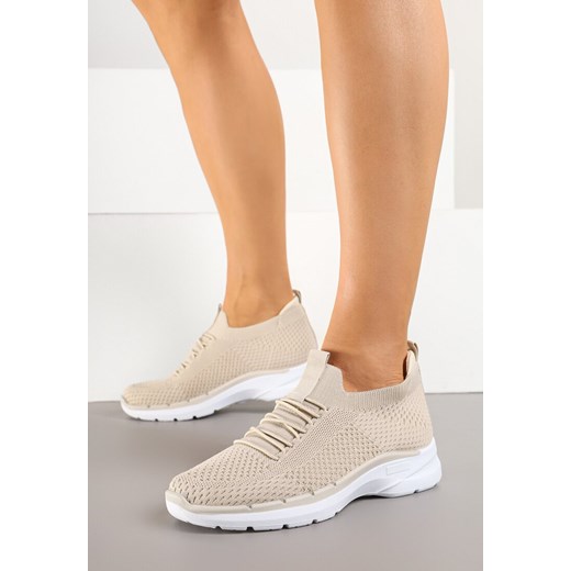 Beżowe Wsuwane Buty Sportowe Sneakersy z Imitacją Sznurówek Tatanoris ze sklepu renee.pl w kategorii Buty sportowe damskie - zdjęcie 178489493