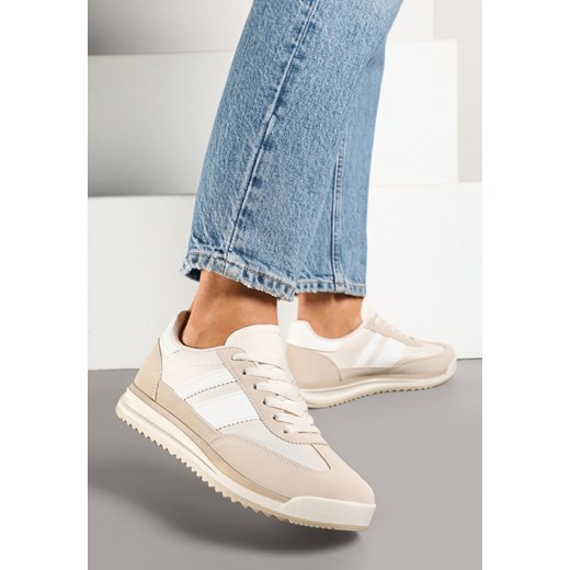 Beżowe Sneakersy w Stylu Kultowych Tenisówek z Przeszyciami Lelluria ze sklepu renee.pl w kategorii Buty sportowe damskie - zdjęcie 178489721