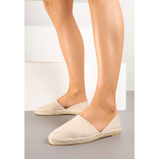 Beżowe Espadryle  Ozdobione Wyciętą Cholewką i Plecionką Wommea ze sklepu renee.pl w kategorii Espadryle damskie - zdjęcie 178490633