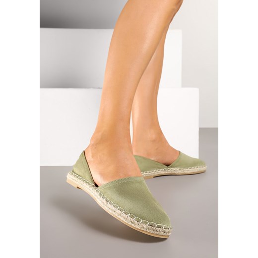 Zielone Espadryle Ozdobione Wyciętą Cholewką i Plecionką Wommea Renee 36 promocja renee.pl