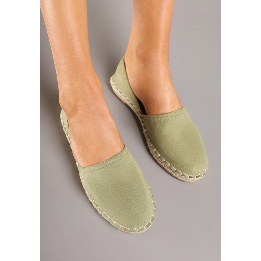 Zielone Espadryle Ozdobione Wyciętą Cholewką i Plecionką Wommea Renee 36 wyprzedaż renee.pl