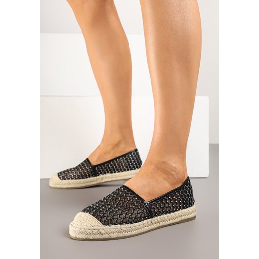 Czarne Siateczkowe Espadryle na Podeszwie z Plecionki Setariva ze sklepu renee.pl w kategorii Espadryle damskie - zdjęcie 178492361