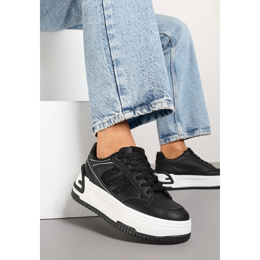 Czarne Sneakersy na Platformie z Geometrycznym Motywem Zolsemi ze sklepu renee.pl w kategorii Buty sportowe damskie - zdjęcie 178492433