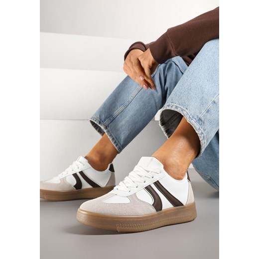 Biało-Brązowe Sneakersy Klasyczne Tenisówki Setinora ze sklepu renee.pl w kategorii Buty sportowe damskie - zdjęcie 178492451