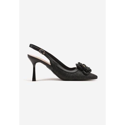 Czółenka czarne Renee w stylu boho bez zapięcia wiosenne 