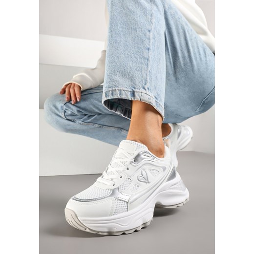 Białe Sneakersy na Platformie z Ozdobnym Sercem Wizana ze sklepu renee.pl w kategorii Buty sportowe damskie - zdjęcie 178493891
