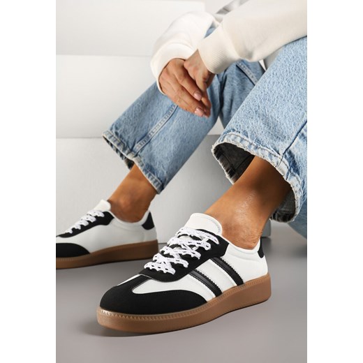 Czarno-Białe Sneakersy Tenisówki z Przeszyciami Lurivia ze sklepu renee.pl w kategorii Buty sportowe damskie - zdjęcie 178495300