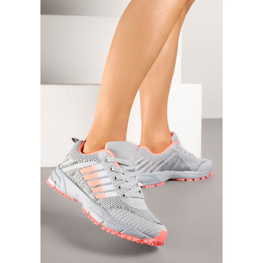 Jasnoszare Buty Sportowe Sznurowe z Paskami na Cholewce Jonevia ze sklepu renee.pl w kategorii Buty sportowe damskie - zdjęcie 178495324
