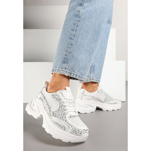 Białe Sneakersy na Platformie Ozdobione Cyrkoniami Luria ze sklepu renee.pl w kategorii Buty sportowe damskie - zdjęcie 178495810