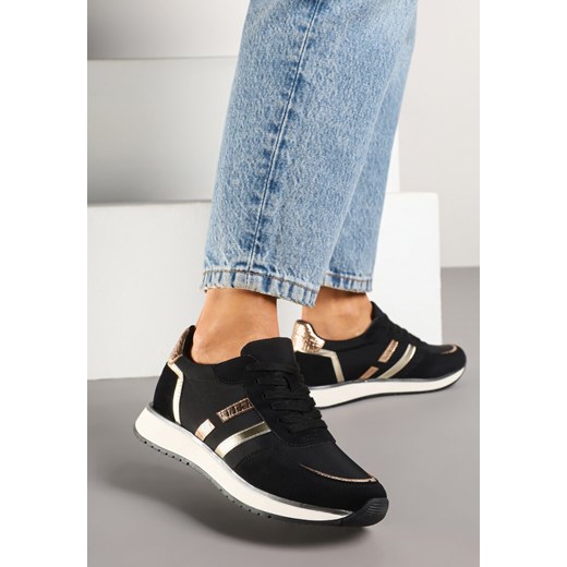 Czarne Sneakersy z Metalicznym Wzorem Alusa ze sklepu renee.pl w kategorii Buty sportowe damskie - zdjęcie 178496152