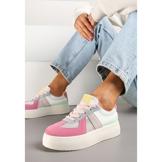Różowo-Niebieskie Sneakersy Typu Kultowe Tenisówki na Grubej Podeszwie Nanessa ze sklepu renee.pl w kategorii Buty sportowe damskie - zdjęcie 178496203