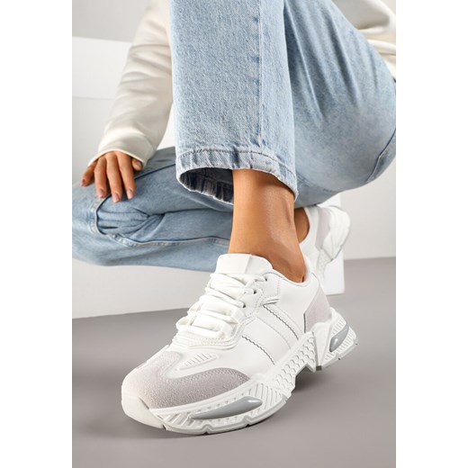 Białe Sneakersy w Streetwearowym Stylu z Ozdobnymi Przeszyciami Isallena ze sklepu renee.pl w kategorii Buty sportowe damskie - zdjęcie 178496851