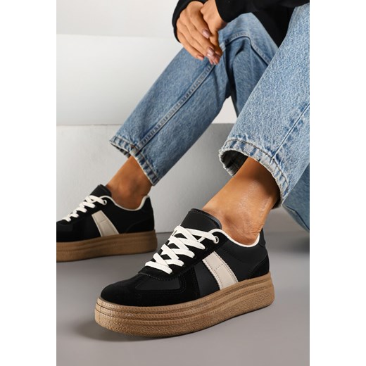Czarne Sneakersy w Stylu Kultowych Tenisówek na Grubej Podeszwie Nanniris ze sklepu renee.pl w kategorii Buty sportowe damskie - zdjęcie 178496863