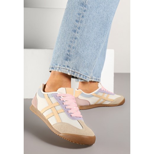 Beżowo-Różowe Sneakersy Typu Klasyczne Tenisówki Isnnoria ze sklepu renee.pl w kategorii Buty sportowe damskie - zdjęcie 178496881