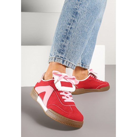 Czerwono-Różowe Sneakersy w Stylu Tenisówek z Szerokim Językiem Alarila ze sklepu renee.pl w kategorii Buty sportowe damskie - zdjęcie 178497730