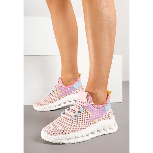 Różowe Buty Sportowe Sneakersy Siateczkowe na Tłoczonej Platformie Lurilia ze sklepu renee.pl w kategorii Buty sportowe damskie - zdjęcie 178497961