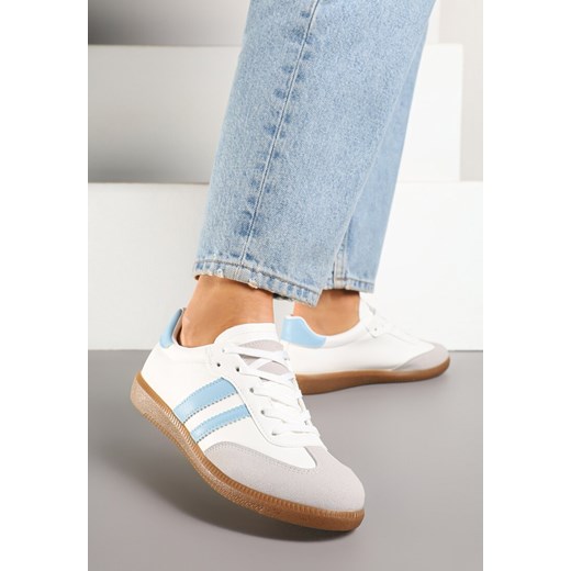 Biało-Niebieskie Sneakersy z Dwoma Paskami na Cholewce przed Kostkę Ulirana ze sklepu renee.pl w kategorii Buty sportowe damskie - zdjęcie 178498734
