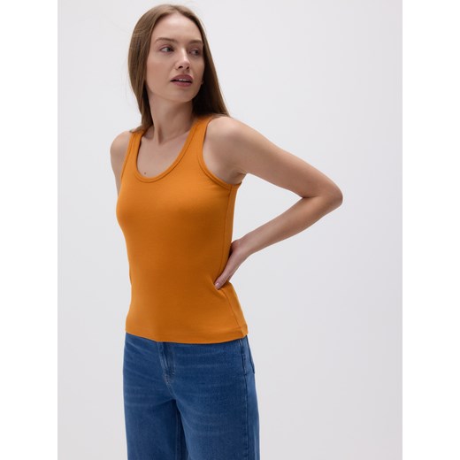 Reserved - Bawełniany top - pomarańczowy ze sklepu Reserved w kategorii Bluzki damskie - zdjęcie 178499401
