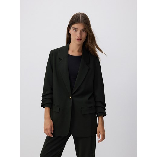 Reserved - Marynarka z marszczonymi rękawami - morski ze sklepu Reserved w kategorii Marynarki damskie - zdjęcie 178499432