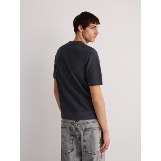 Reserved - Bawełniany sweter z krótkim rękawem - szary Reserved L Reserved