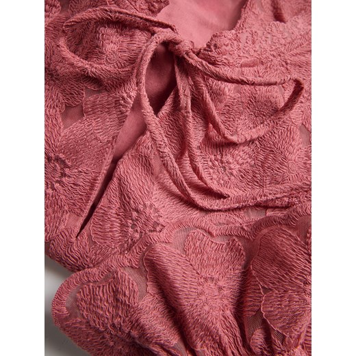 Reserved - Bluzka z ozdobnym wiązaniem - brudny róż Reserved XL Reserved