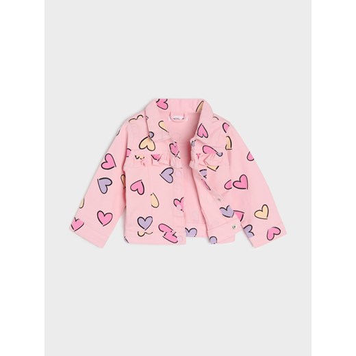 Sinsay - Jeansowa katana z nadrukiem w serca - różowy Sinsay 68 Sinsay