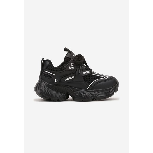 Czarne Buty Sportowe Sneakersy ze Skórzaną Wkładką i Napisem Rivreti ze sklepu born2be.pl w kategorii Buty sportowe dziecięce - zdjęcie 178503774