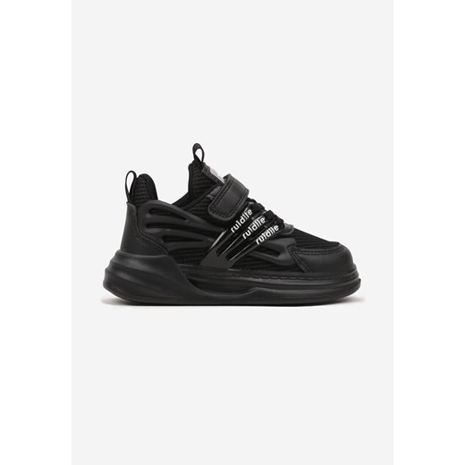Czarne Buty Sportowe Sneakersy ze Skórzaną Wkładką Ozdobione Tłoczeniem Fonorwin ze sklepu born2be.pl w kategorii Buty sportowe dziecięce - zdjęcie 178514681