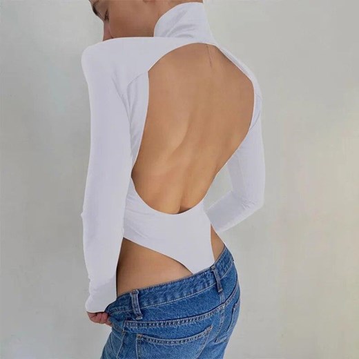Body z golfem i odkrytymi plecami - Czarny S ze sklepu Intimica.pl w kategorii Body damskie - zdjęcie 178515630