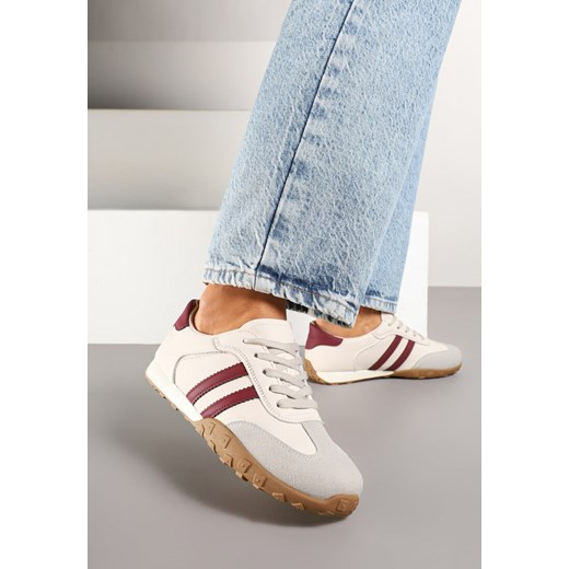 Beżowo-Bordowe Sneakersy z Ozdobnymi Paskami Atompia ze sklepu renee.pl w kategorii Buty sportowe damskie - zdjęcie 178524693