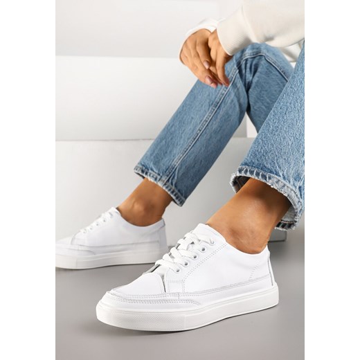 Białe Sneakersy Sportowe z Naturalnej Skóry Feneseta ze sklepu renee.pl w kategorii Buty sportowe damskie - zdjęcie 178524741