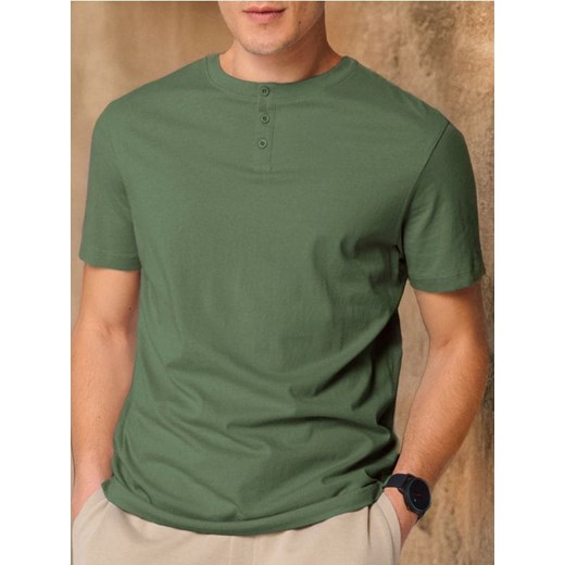 Sinsay - Koszulka henley - khaki ze sklepu Sinsay w kategorii T-shirty męskie - zdjęcie 178528702
