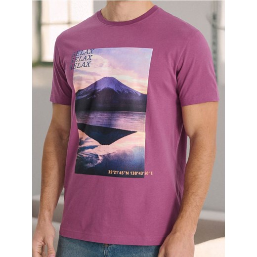 Sinsay - Koszulka z nadrukiem - fioletowy ze sklepu Sinsay w kategorii T-shirty męskie - zdjęcie 178528954