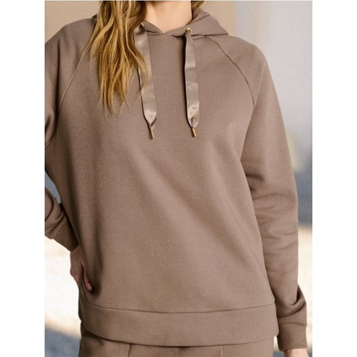 Sinsay - Bluza hoodie z ozdobną tasiemką - brązowy ze sklepu Sinsay w kategorii Bluzy damskie - zdjęcie 178529184