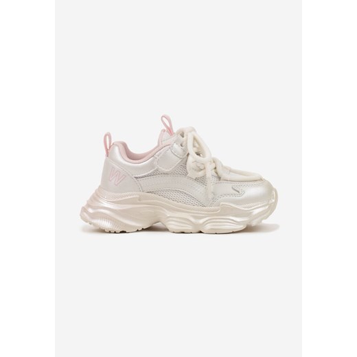 Beżowo-Różowe Buty Sportowe Sneakersy na Tłoczonej Grubej Podeszwie Ombre Fonassa ze sklepu born2be.pl w kategorii Buty sportowe dziecięce - zdjęcie 178529363