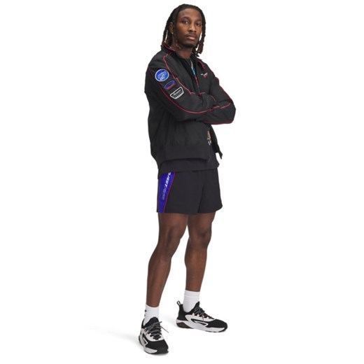 Męskie spodenki treningowe Under Armour Project Rock Colorblock Wvn Short - czarne ze sklepu Sportstylestory.com w kategorii Spodenki męskie - zdjęcie 178529702