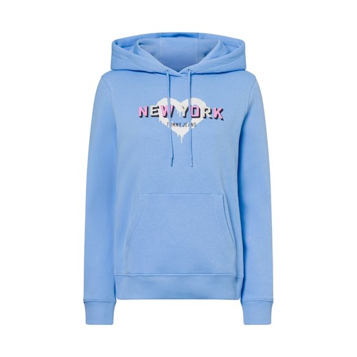 Tommy Jeans Damski sweter z kapturem Kobiety Bawełna jasnoniebieski jednolity ze sklepu vangraaf w kategorii Bluzy damskie - zdjęcie 178530451